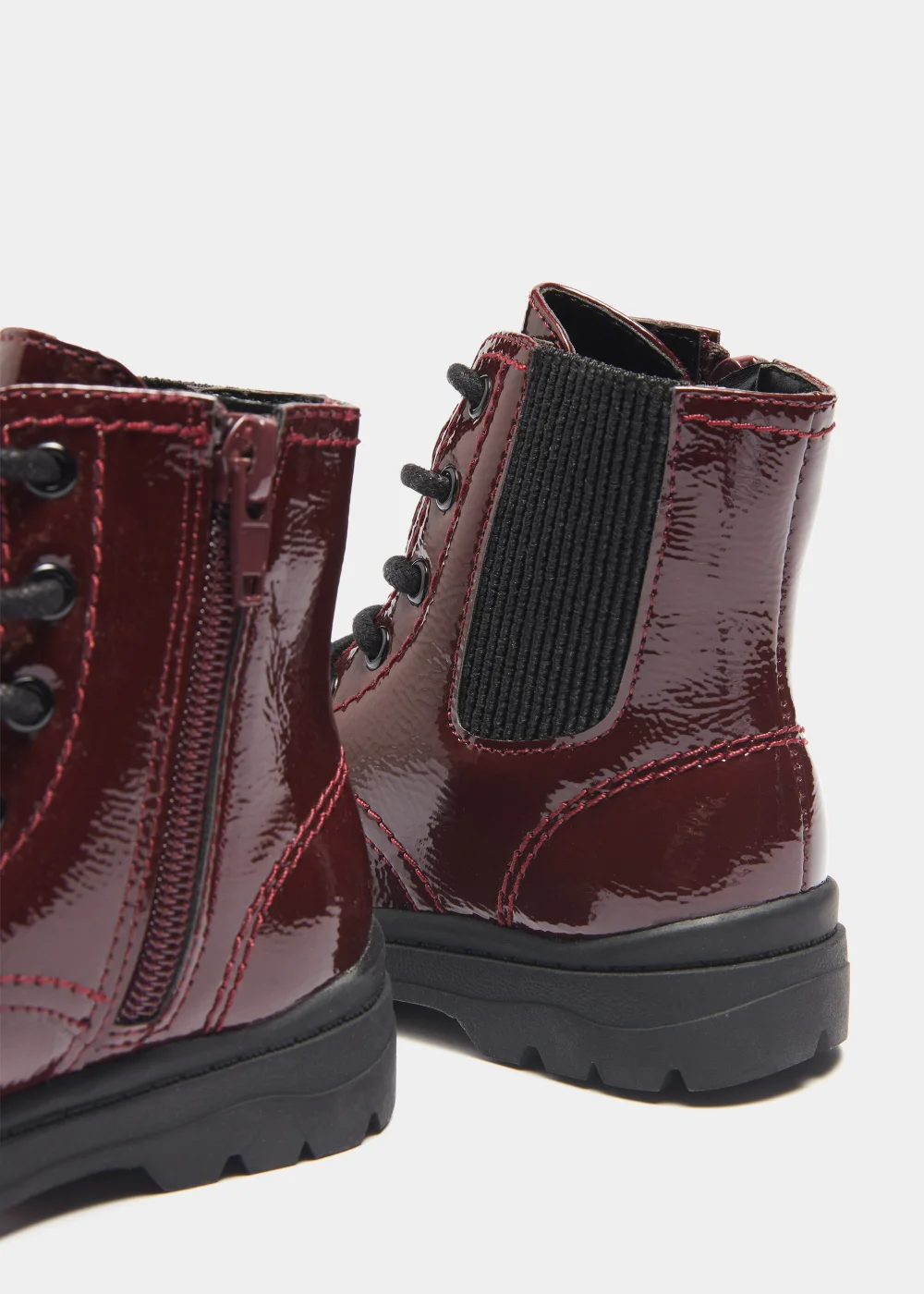 Girls Burgundy Lace Up Boots (Younger 4-12) - Size 4 Infants Image 2