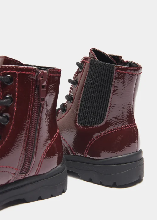 Girls Burgundy Lace Up Boots (Younger 4-12) - Size 4 Infants Image 2
