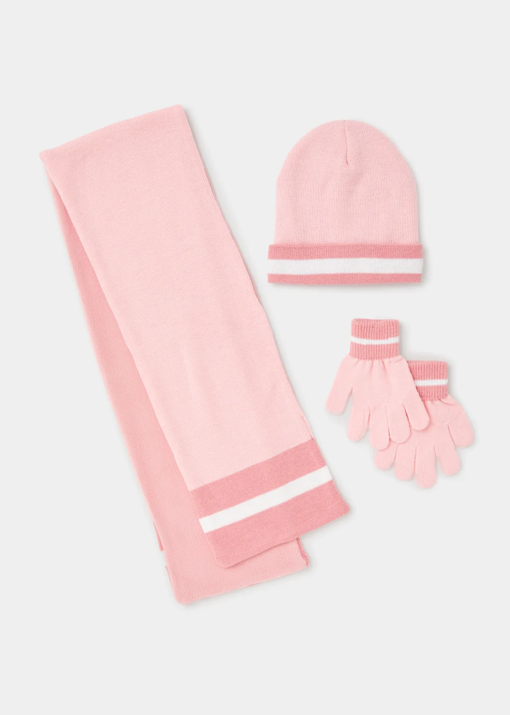 Girls 3 Piece Pink Hat Scarf & Gloves Set (3-13yrs) - Age 7-10 Years Image 1