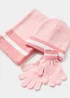 Girls 3 Piece Pink Hat Scarf & Gloves Set (3-13yrs) - Age 7-10 Years Image 2