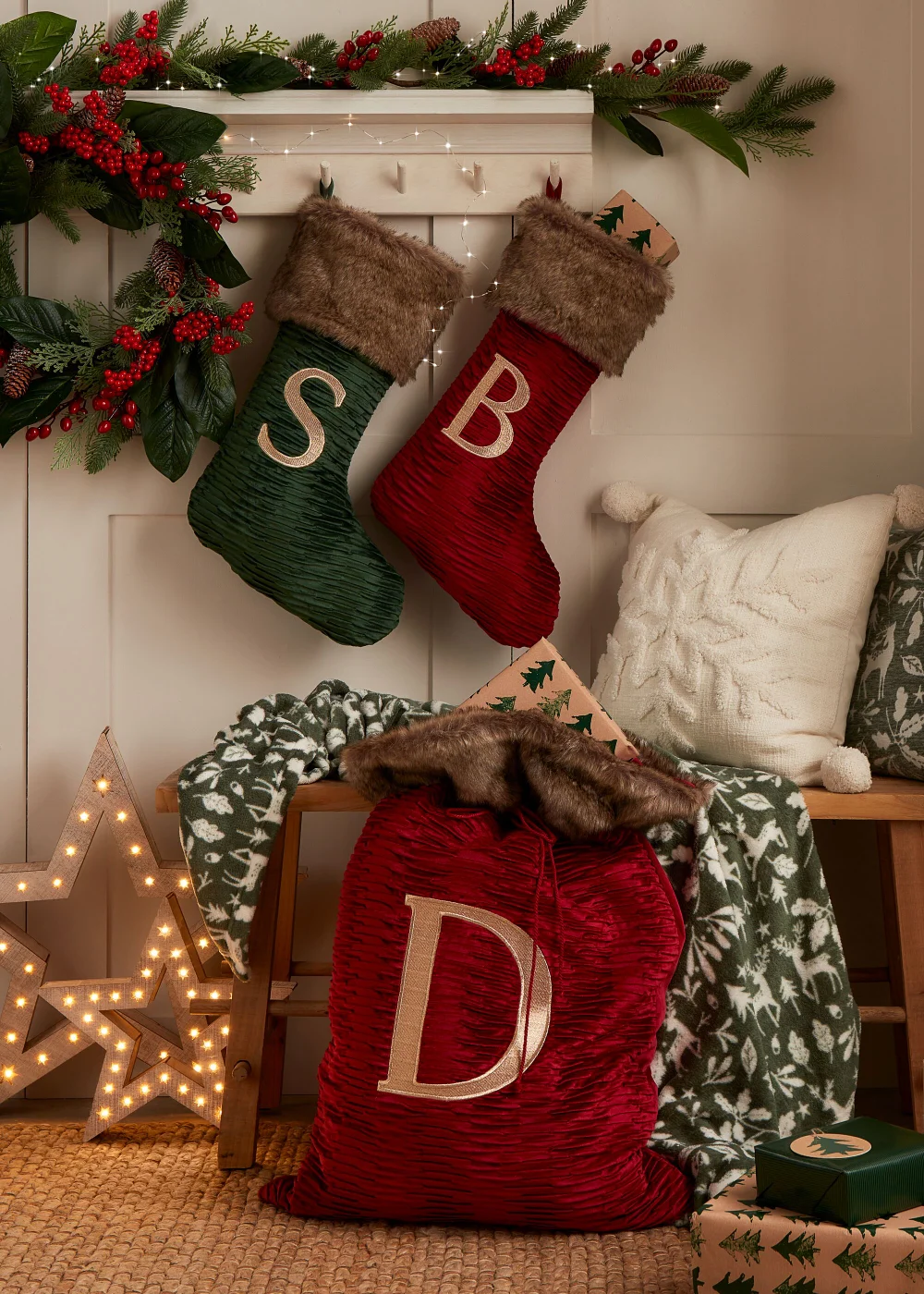 Red Christmas Alphabet Stocking (51cm x 32cm) - S Image 3