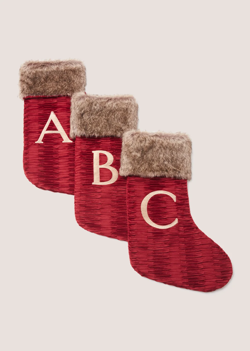 Red Christmas Alphabet Stocking (51cm x 32cm) - S Image 1
