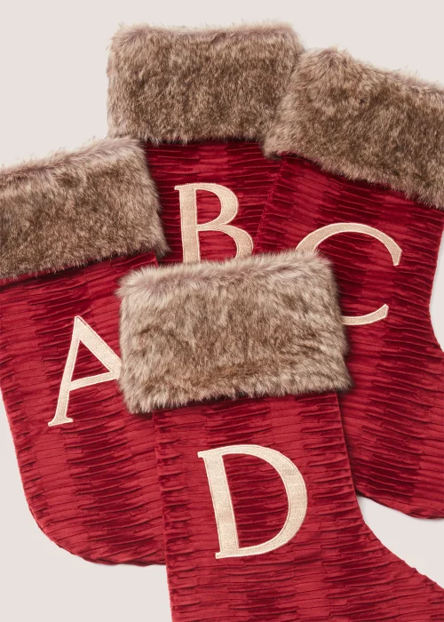 Red Christmas Alphabet Stocking (51cm x 32cm) - S Image 2