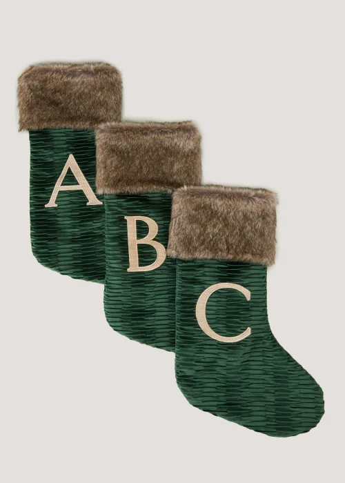 Green Alphabet Christmas Stocking (51cm x 32cm) - S Image 1