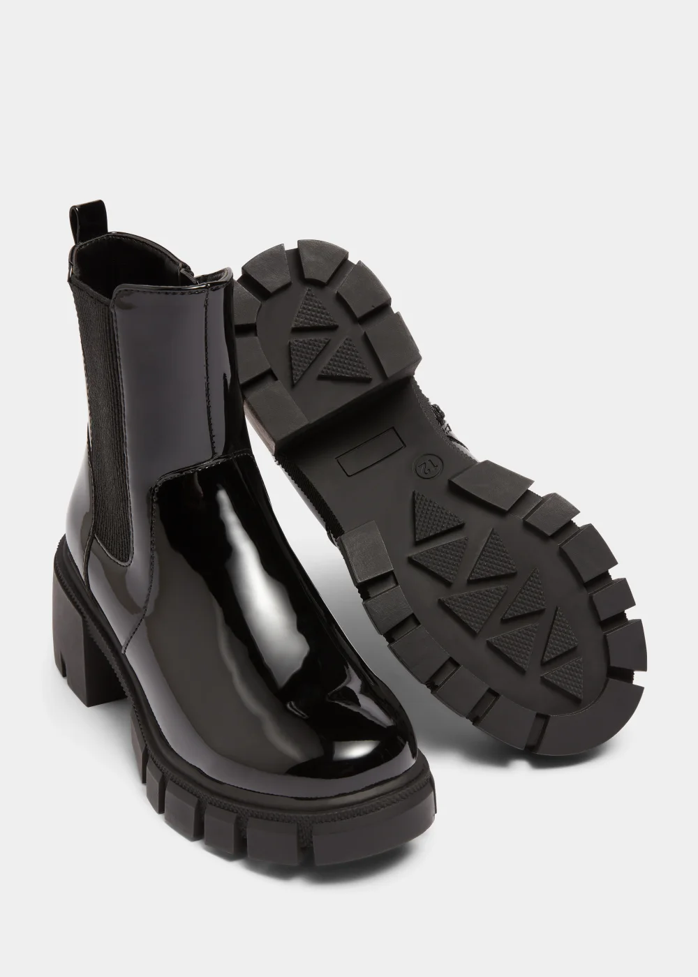 Girls Black Patent Heeled Boots (Younger 12-Older 5) - Size 1 Image 2