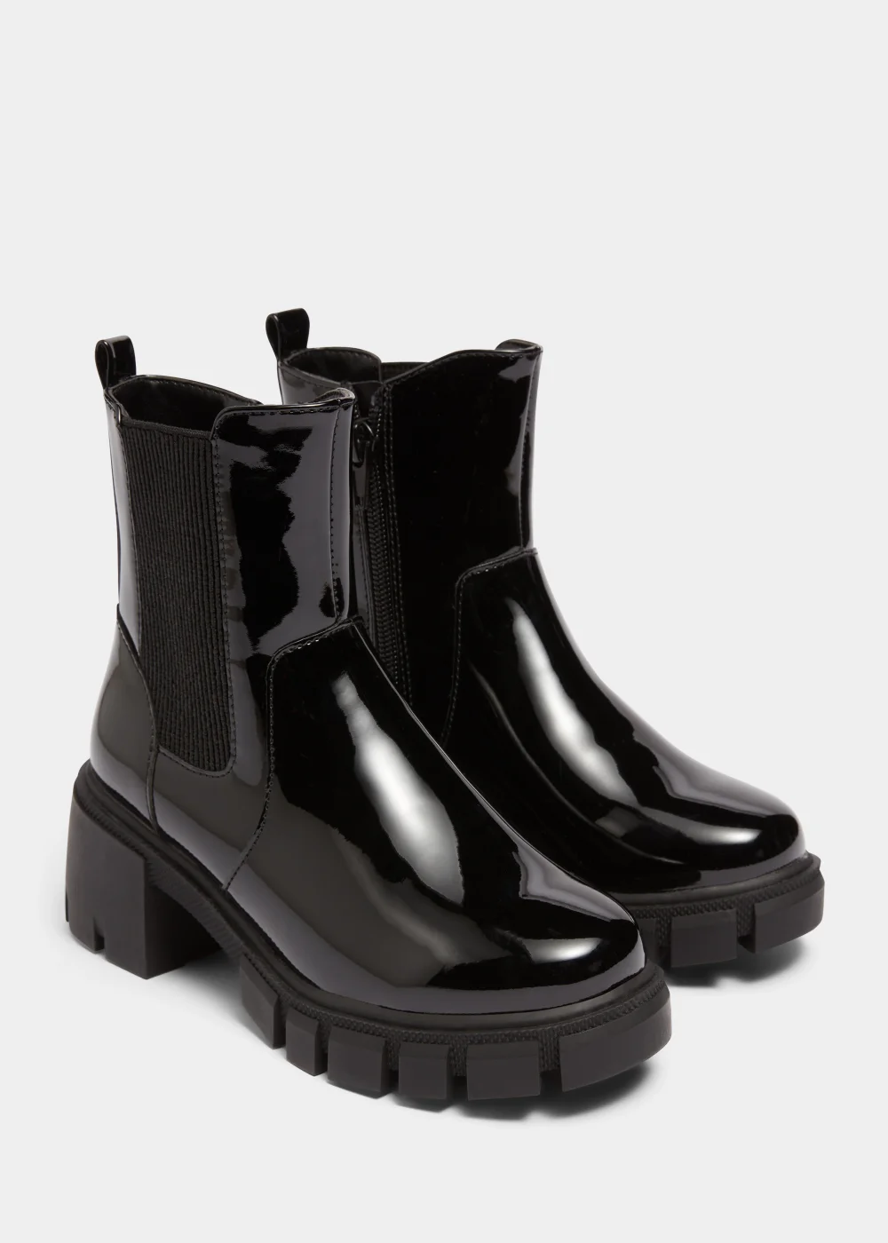 Girls Black Patent Heeled Boots (Younger 12-Older 5) - Size 1 Image 1