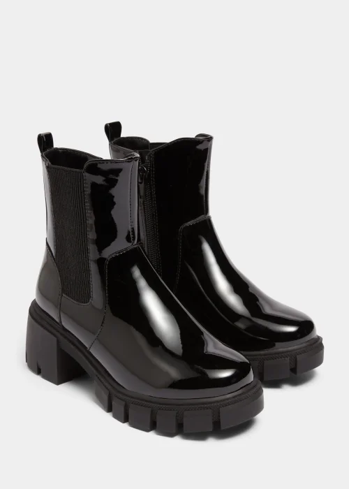 Girls Black Patent Heeled Boots (Younger 12-Older 5) - Size 1 Image 1