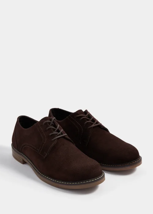 Brown Leather Suede Derby Shoes - Size 6 Image 1
