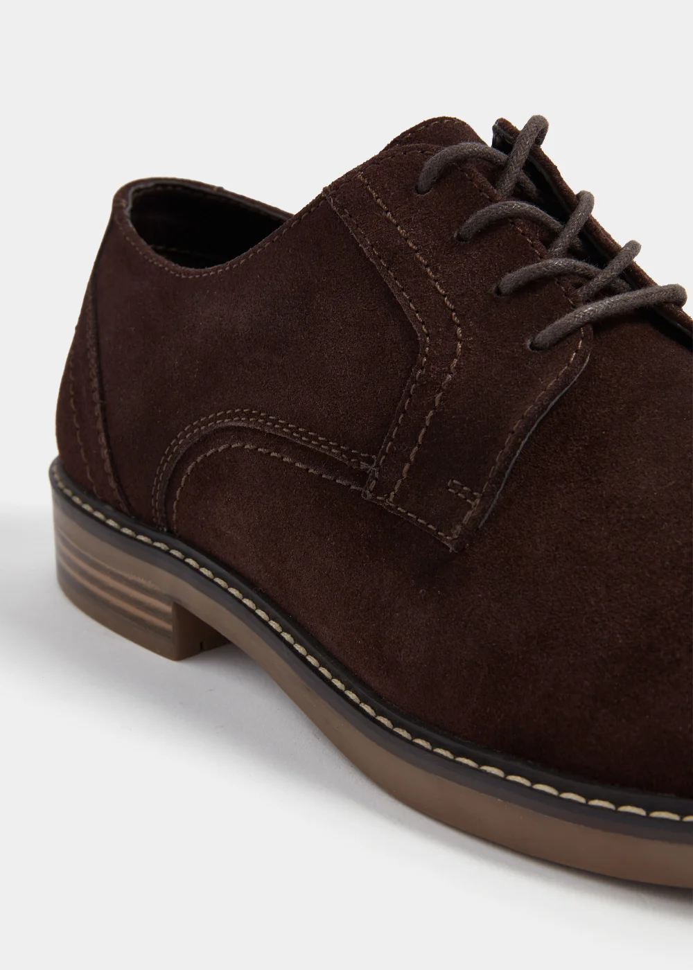 Brown Leather Suede Derby Shoes - Size 6 Image 2