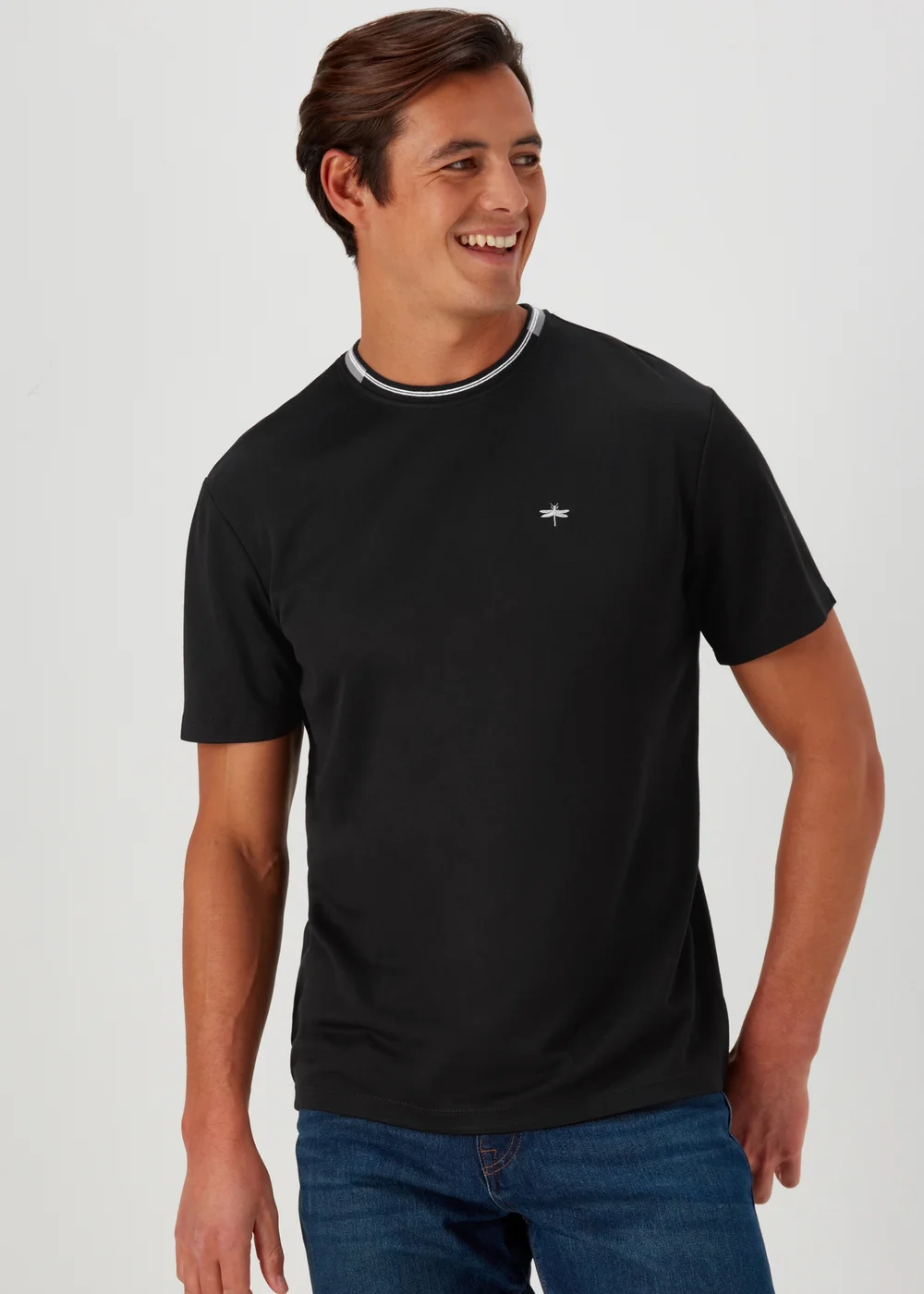 Black Tipped Modal T-Shirt - Small Image 1