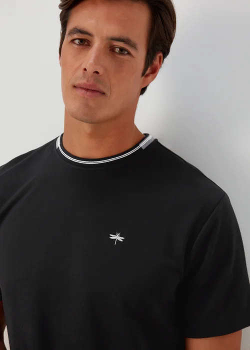 Black Tipped Modal T-Shirt - Small Image 3