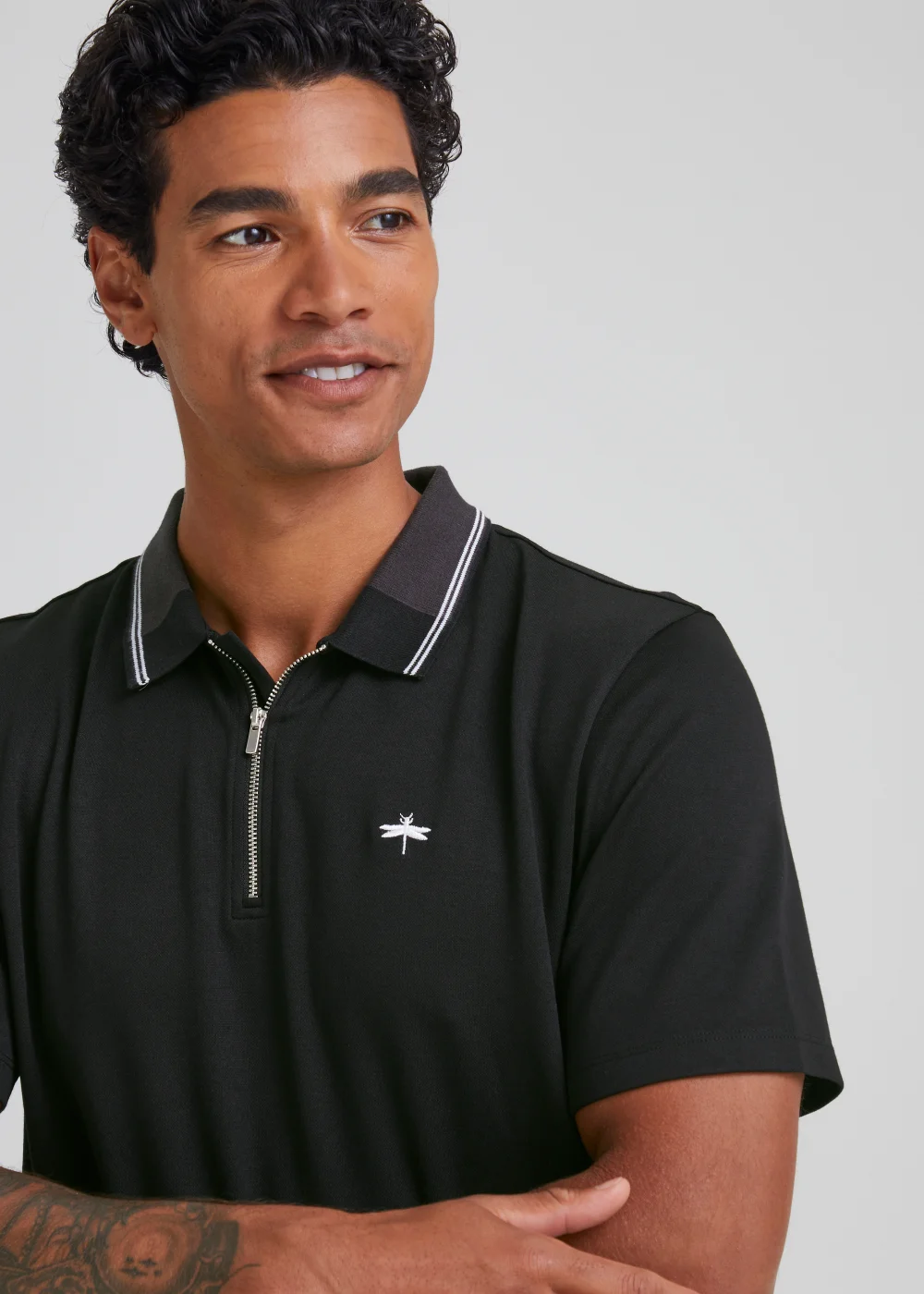 Black Modal Polo Shirt - S Image 3