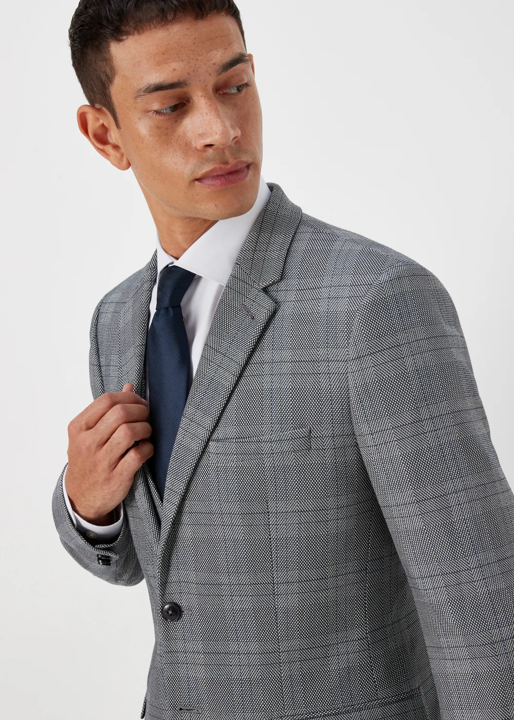Taylor & Wright Forth Grey Check Skinny Fit Suit Jacket - 36 Chest Regular Image 3