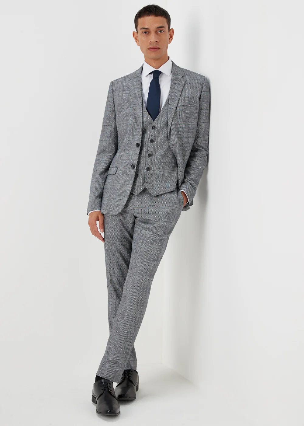 Taylor & Wright Forth Grey Check Skinny Fit Suit Jacket - 36 Chest Regular Image 4