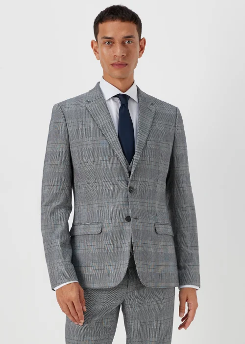 Taylor & Wright Forth Grey Check Skinny Fit Suit Jacket - 36 Chest Regular Image 1