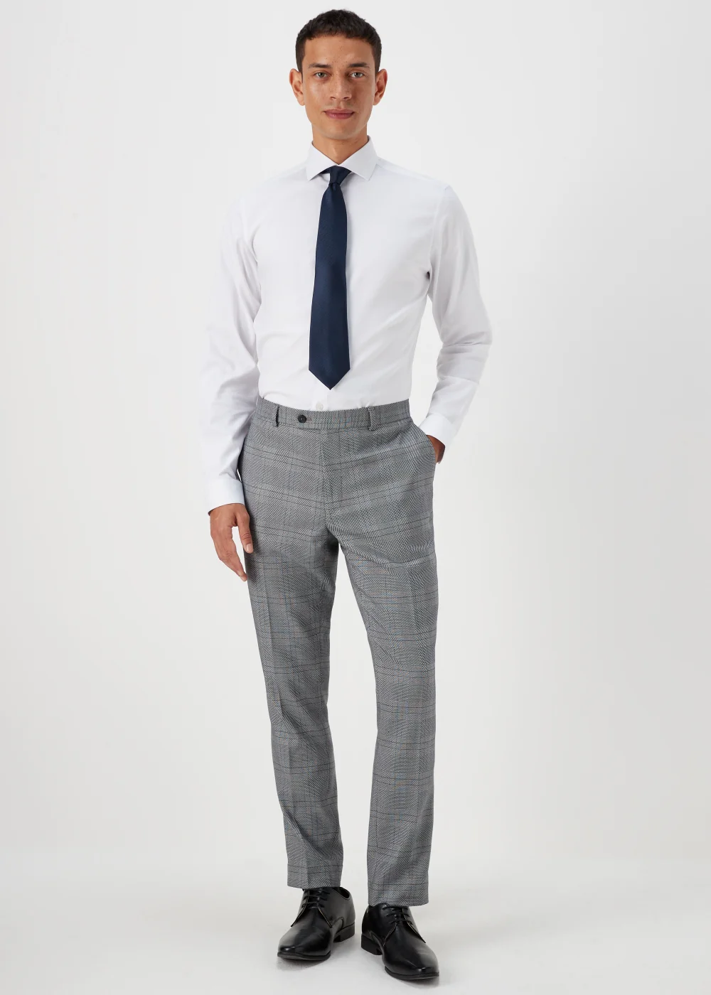 Taylor & Wright Forth Grey Check Skinny Fit Suit Trousers - 30 Waist Regular Image 1