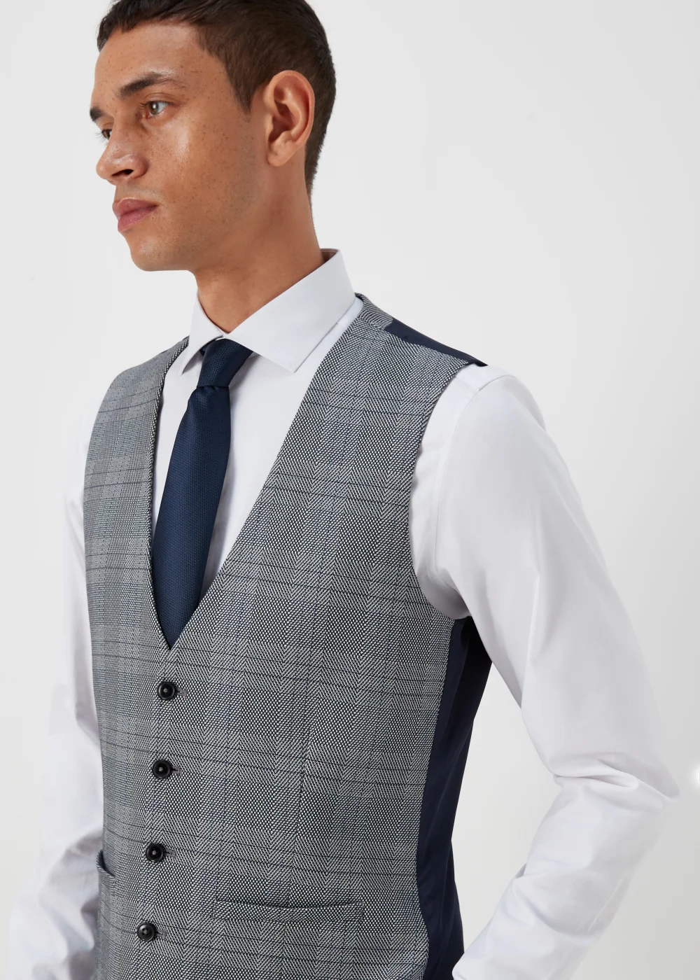 Taylor & Wright Forth Grey Check Suit Waistcoat - Small Image 3