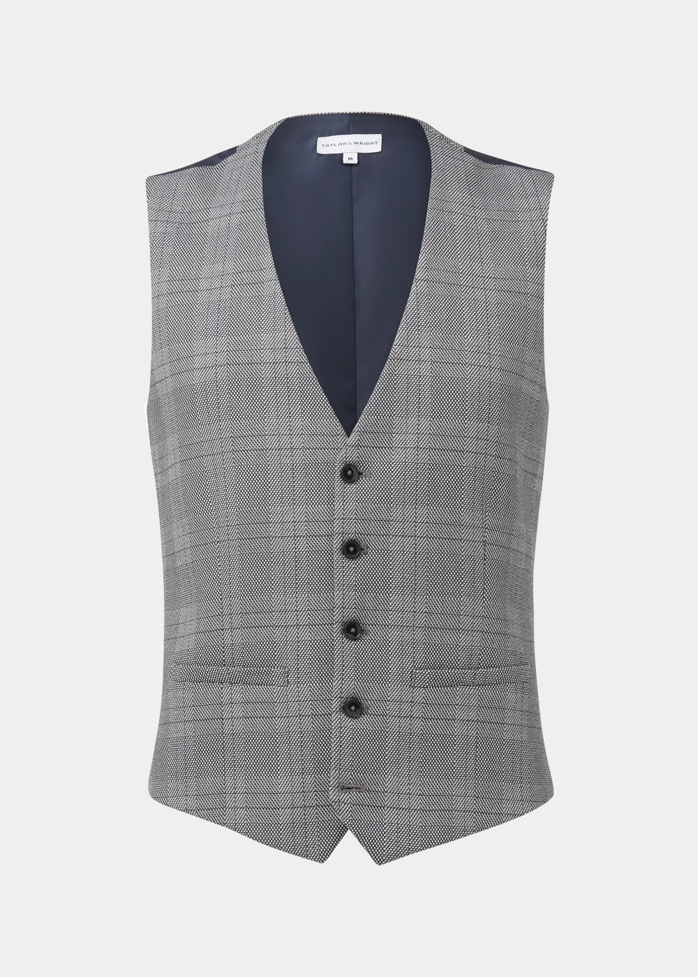 Taylor & Wright Forth Grey Check Suit Waistcoat - Small Image 5