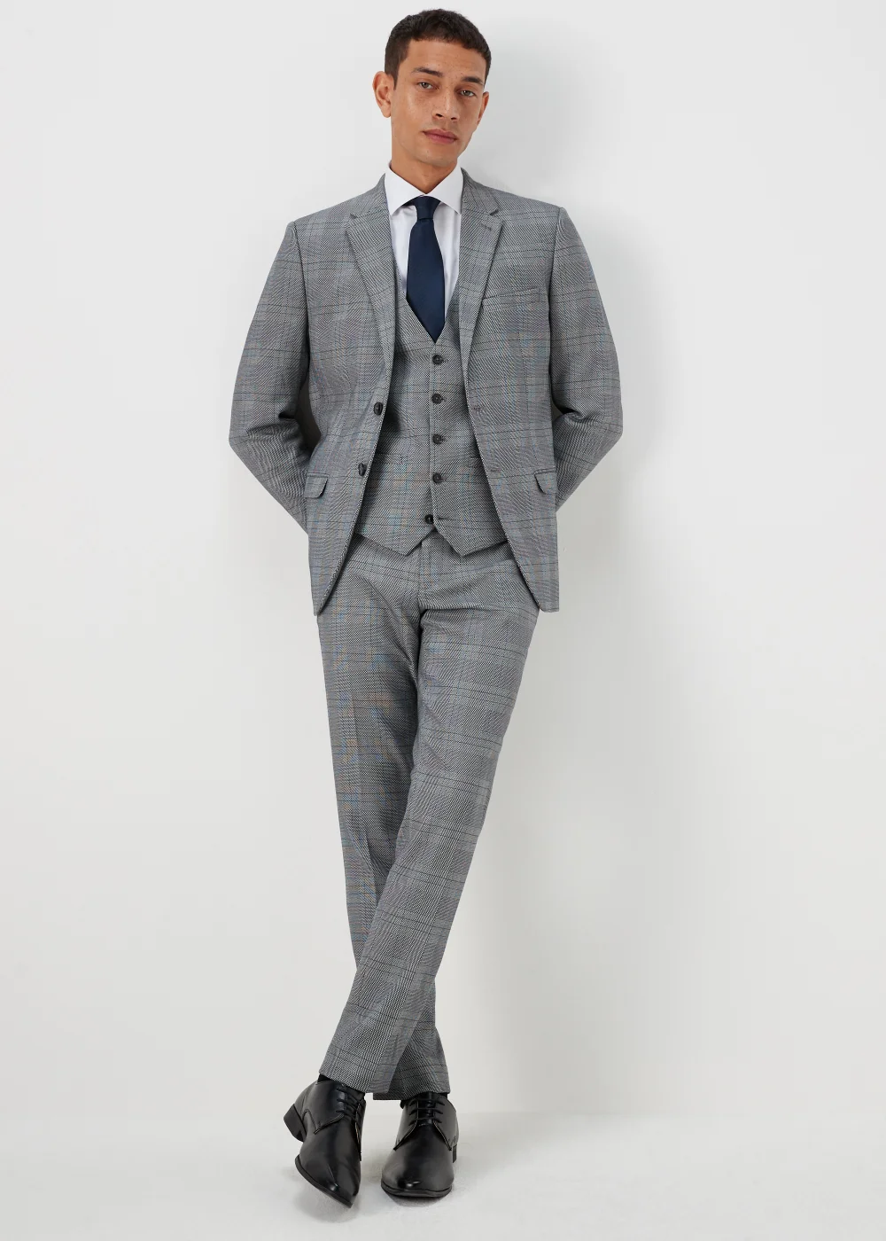 Taylor & Wright Forth Grey Check Suit Waistcoat - Small Image 4