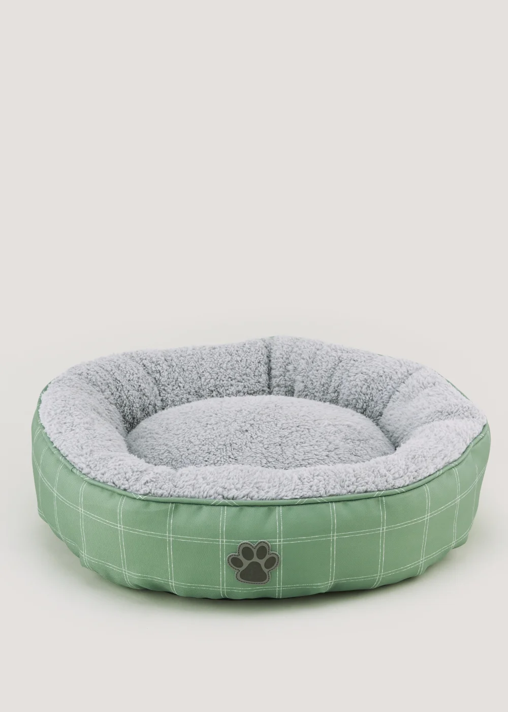 Green Check Round Pet Bed (50cm x 15cm) Image 1