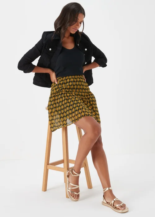 Black Foulard Print Chiffon Mini Skirt - Size 8 Image 4