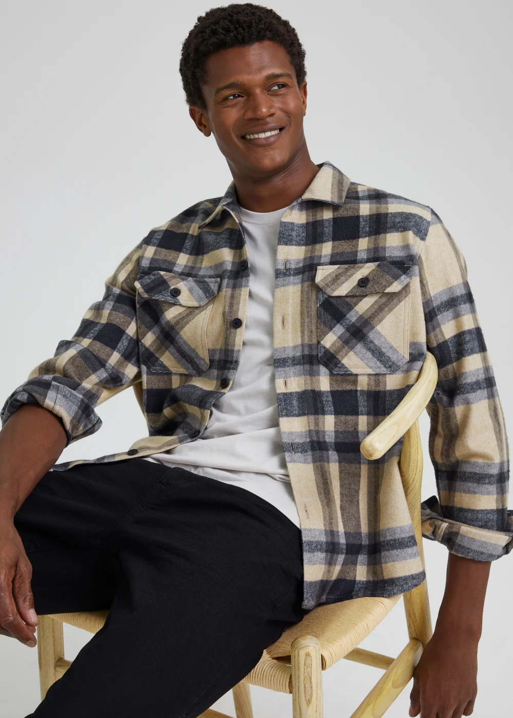 Stone Check Brushed Overshirt - S Image 4