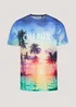 Blue LA Palm Tree Print T-Shirt - Small Image 5