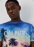 Blue LA Palm Tree Print T-Shirt - Small Image 3