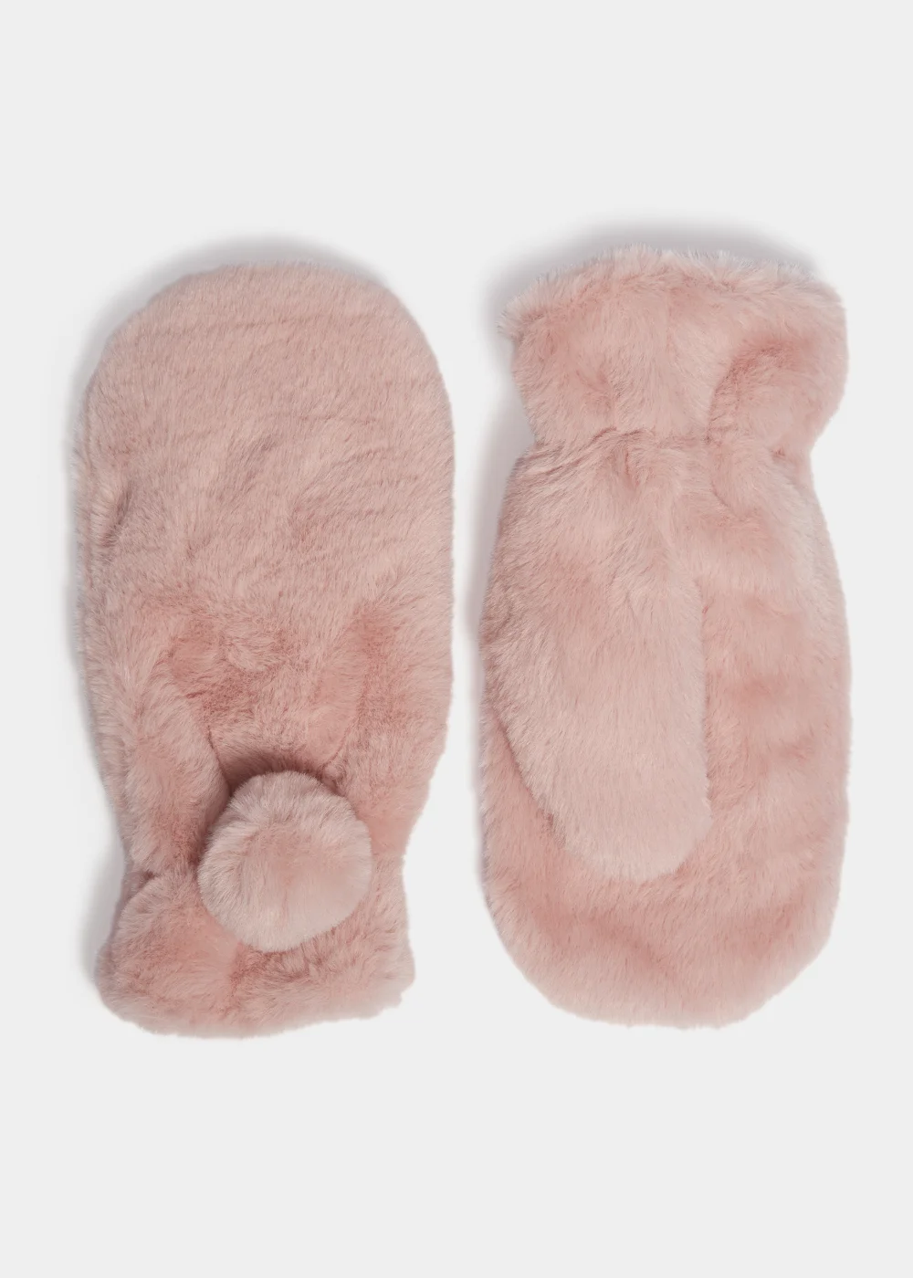 Girls Pink Faux Fur Mittens (3-11yrs) - Age 7-10 Years Image 1