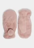 Girls Pink Faux Fur Mittens (3-11yrs) - Age 7-10 Years Image 1