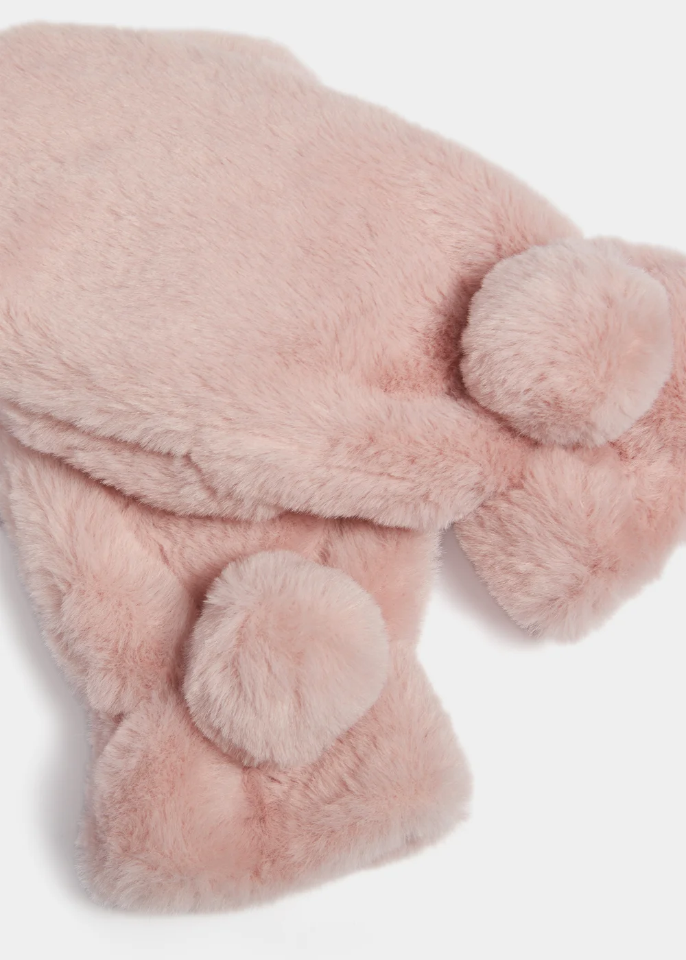 Girls Pink Faux Fur Mittens (3-11yrs) - Age 7-10 Years Image 2