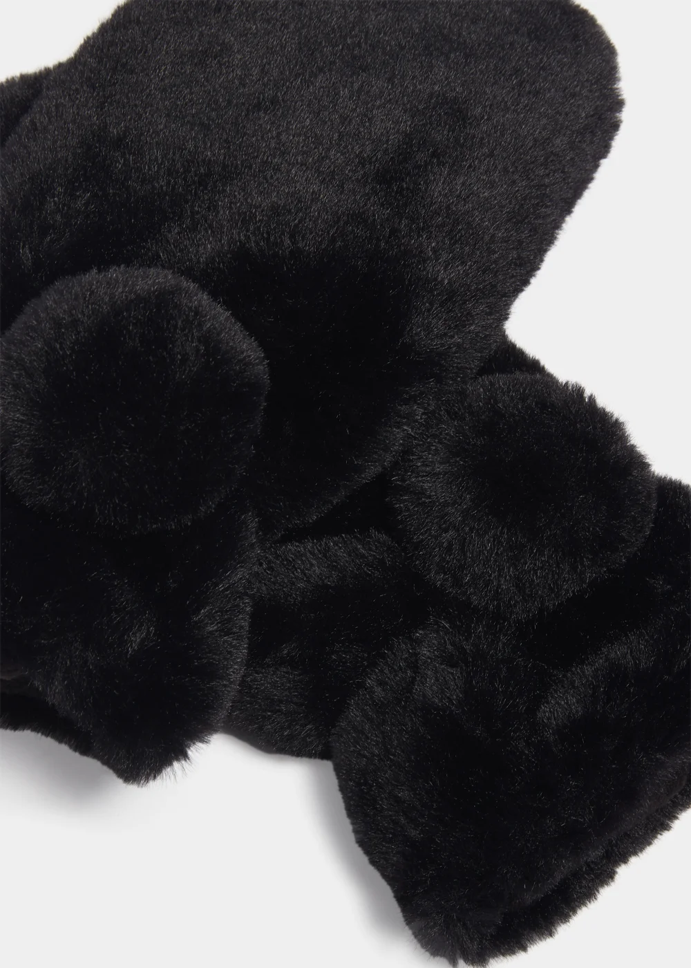 Girls Black Faux Fur Mittens (3-11yrs) - Age 7-10 Years Image 2