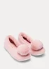 Pink Textured Ballet Pom Pom Slippers - Size 3 Image 1