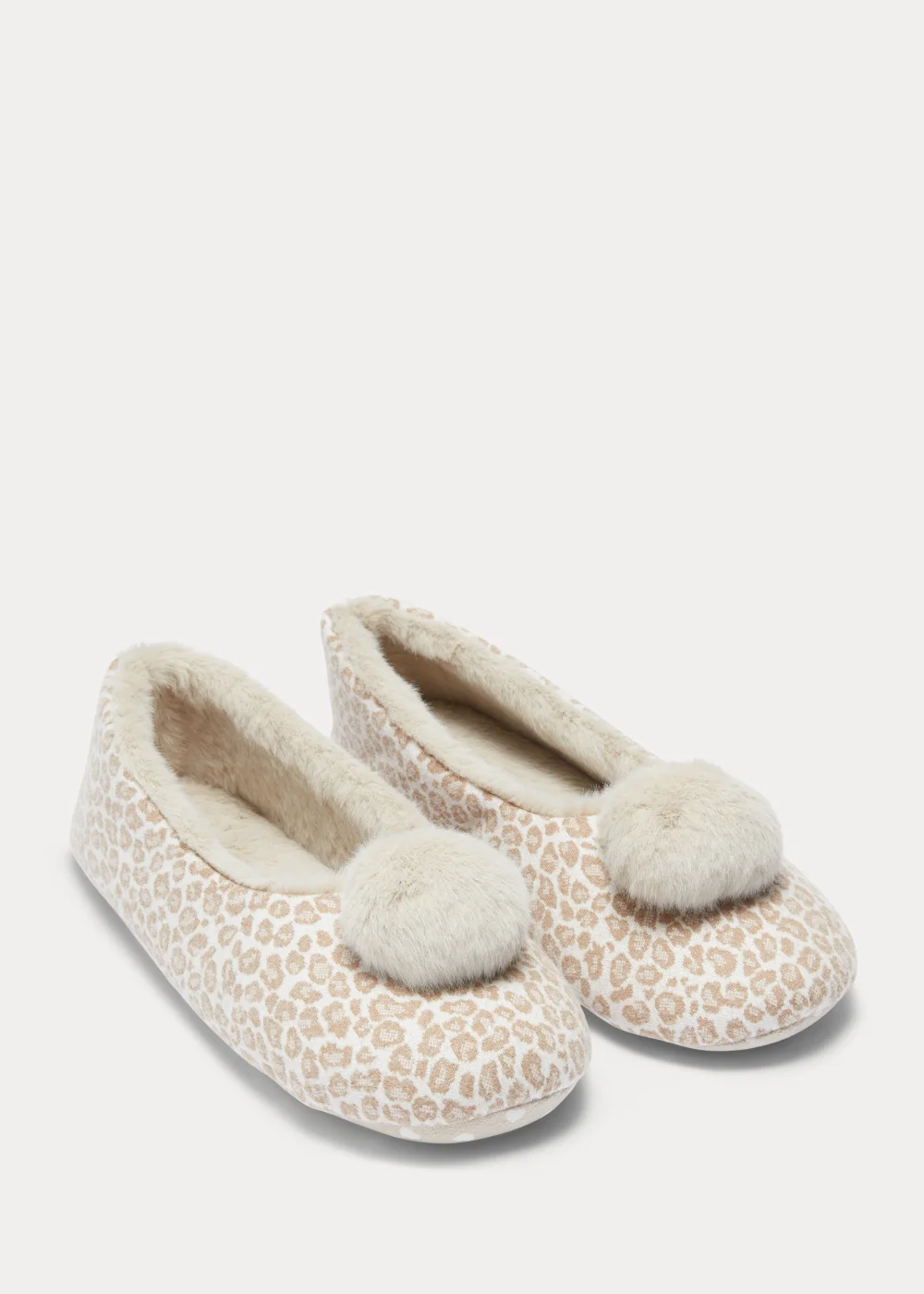 Brown Leopard Print Ballet Pom Pom Slippers - Size 3 Image 1