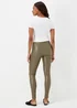 Khaki PU Seam Front Leggings - 8 Image 2