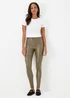 Khaki PU Seam Front Leggings - 8 Image 1