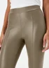 Khaki PU Seam Front Leggings - 8 Image 3