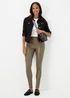 Khaki PU Seam Front Leggings - 8 Image 4