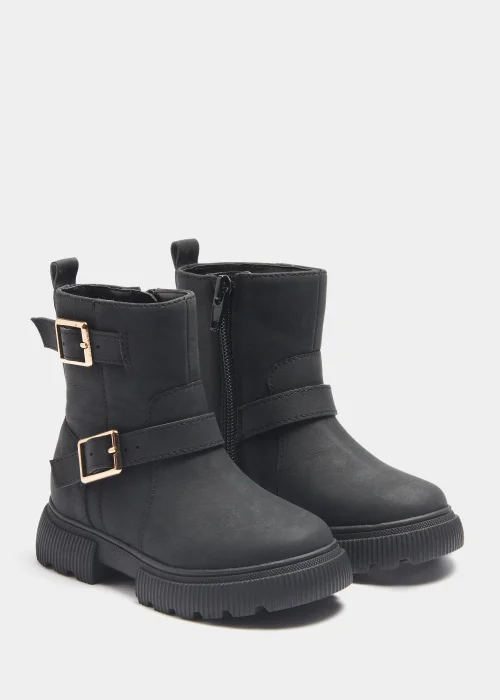Girls Black Biker Boots (Younger 4-12) - Size 4 Infants Image 1