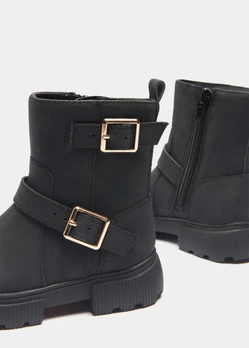 Girls Black Biker Boots (Younger 4-12) - Size 4 Infants Image 2
