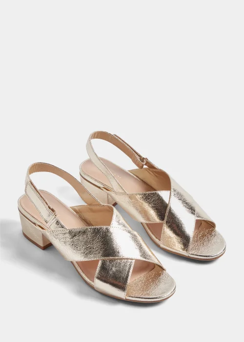 Et Vous Gold Wide Fit Riptape Block Heels - Size 3 Image 1