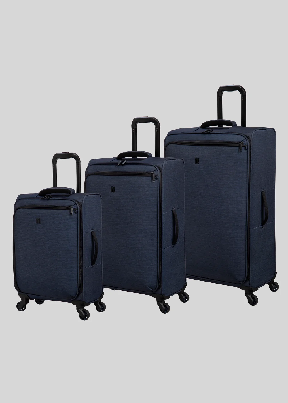 IT Luggage Navy Soft Shell Suitcase - Cabin Image 1