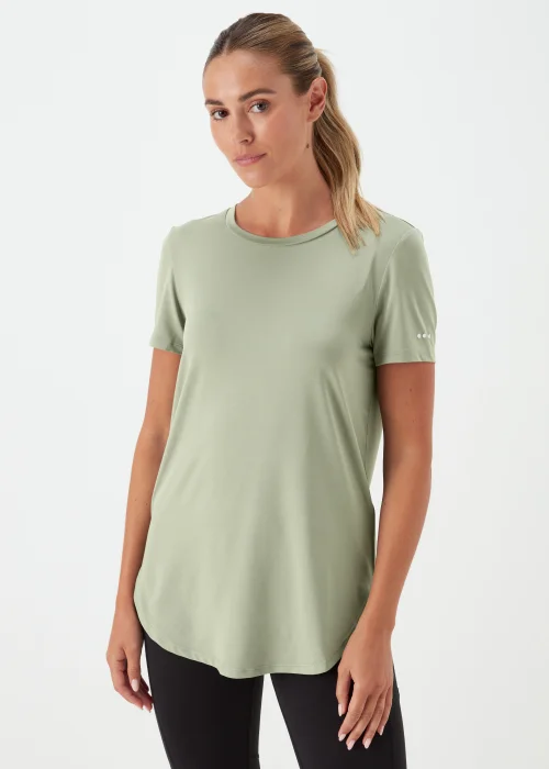 Souluxe Khaki Longline Sports T-Shirt - S Image 1