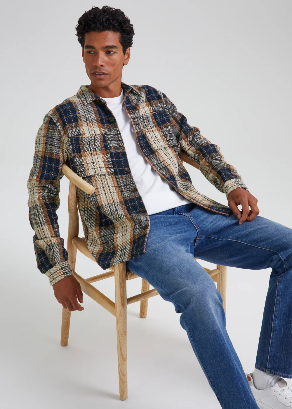 Multicoloured Check Textured Overshirt - S Image 4