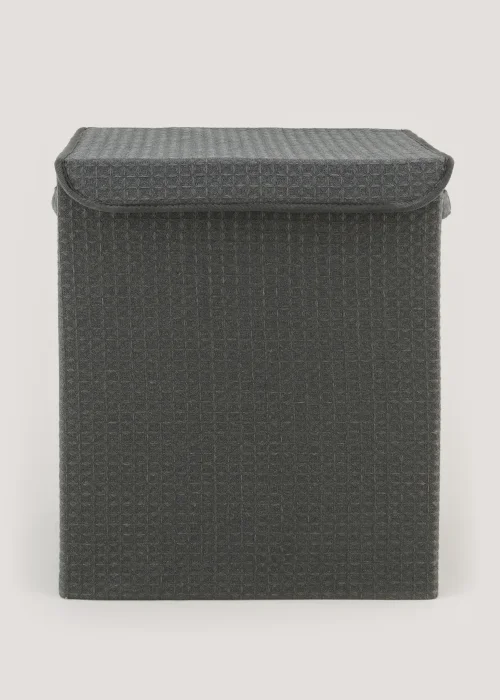 Grey Waffle Laundry Basket (40cm x 30cm x 51cm) Image 1