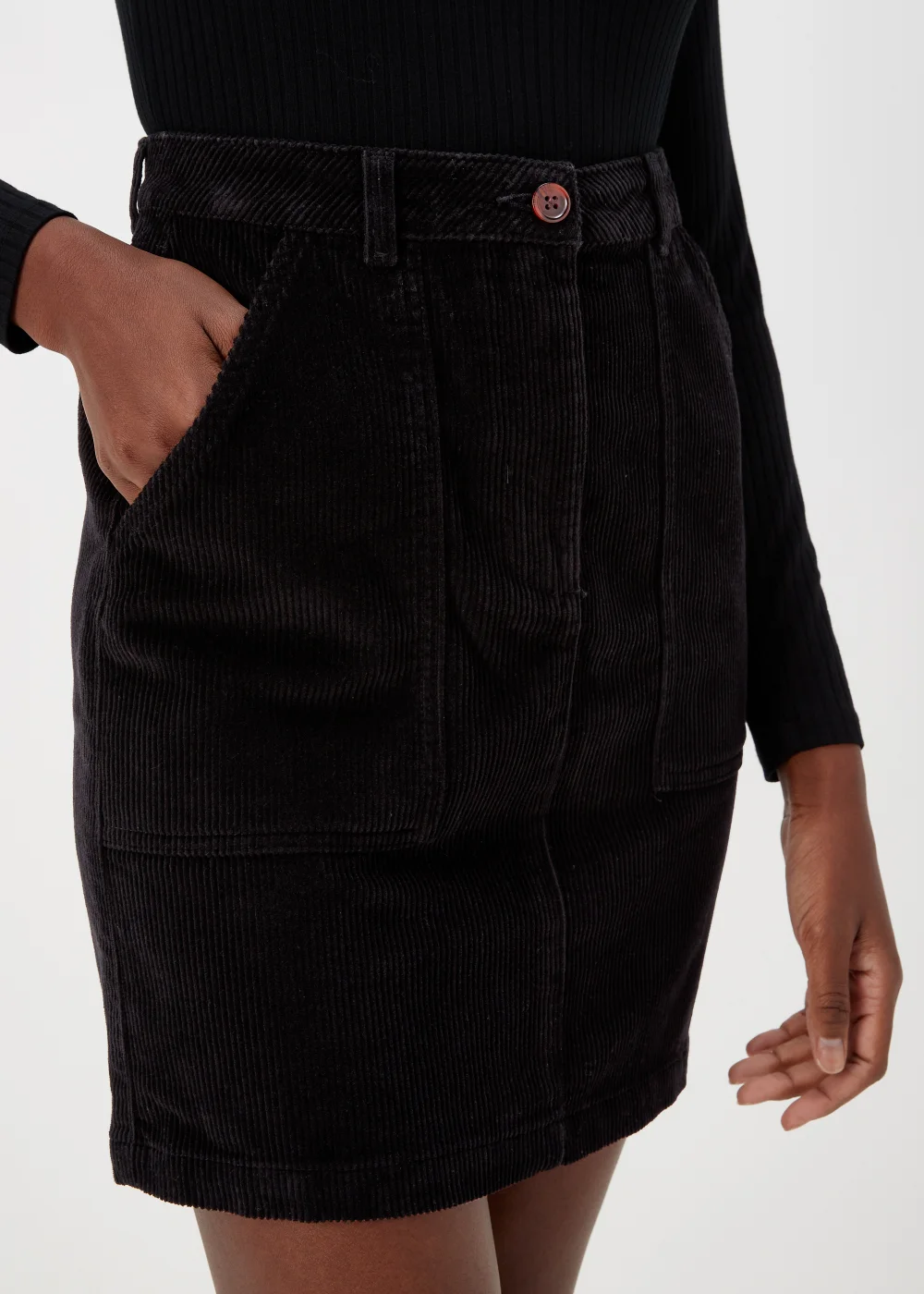 Black Cord Mini Skirt - 8 Image 3