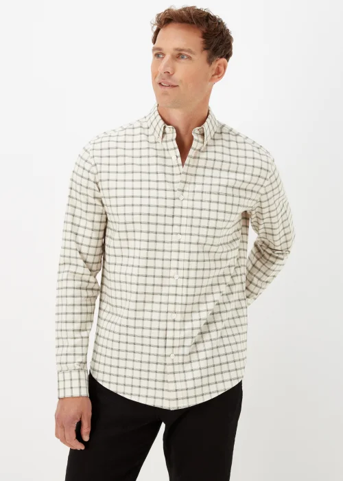 Ecru & Green Check Oxford Shirt - Small Image 1