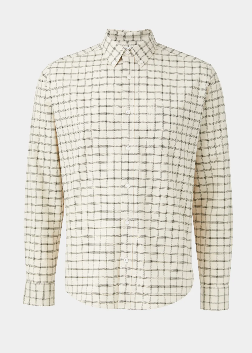 Ecru & Green Check Oxford Shirt - Small Image 5