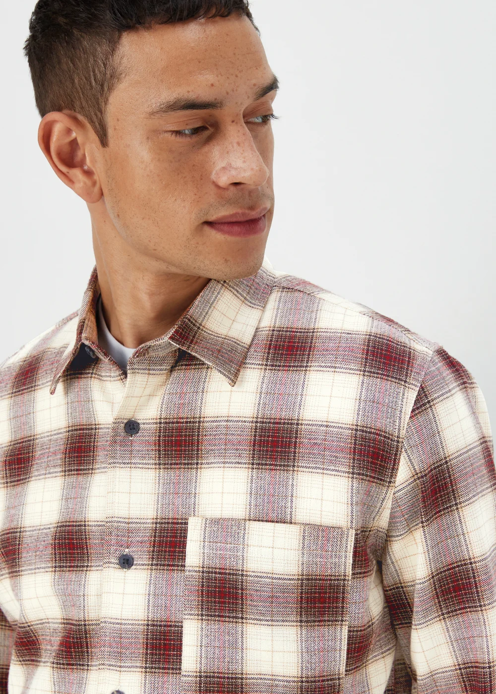 Ecru & Brown Shadow Check Shirt - S Image 3