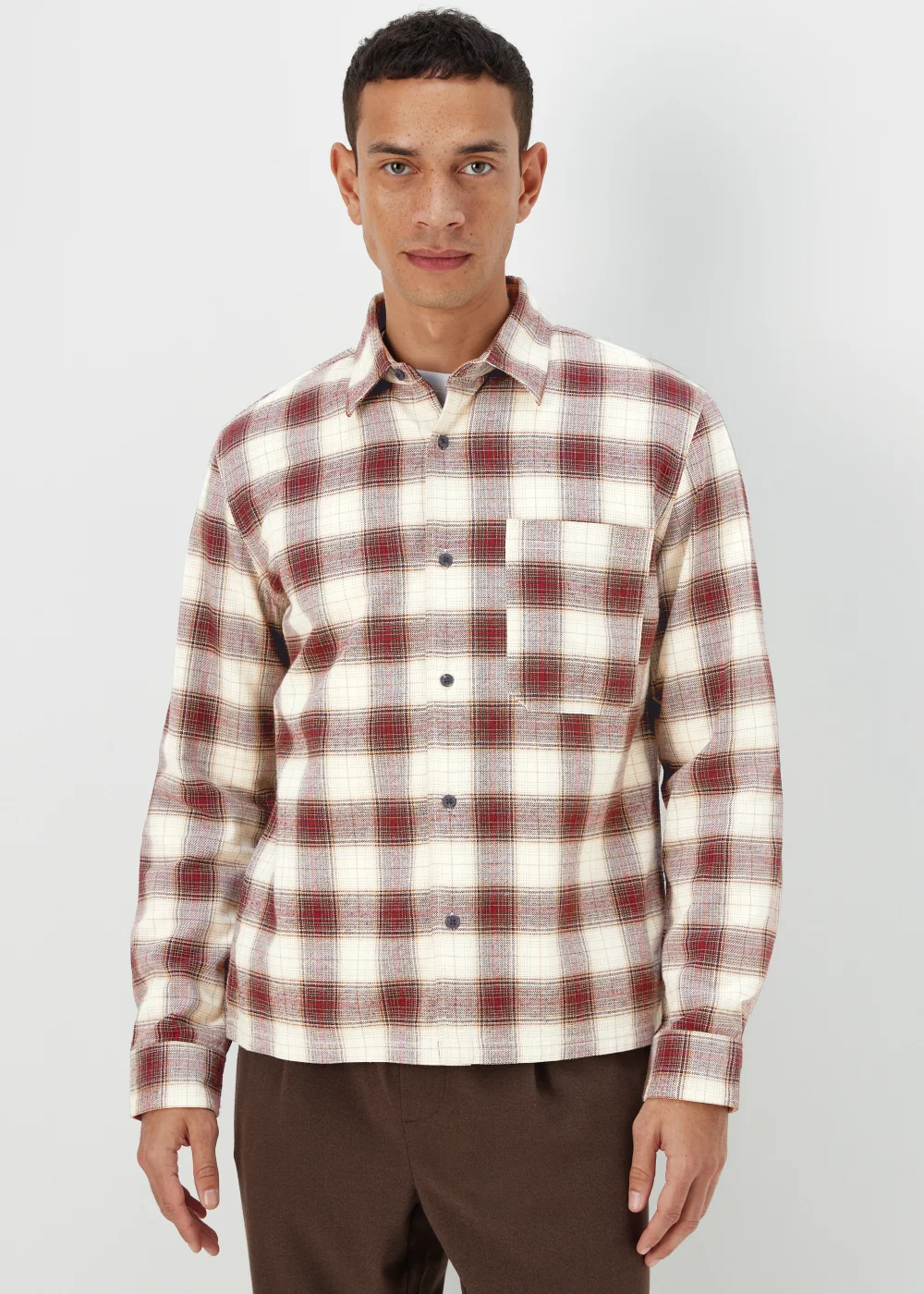 Ecru & Brown Shadow Check Shirt - S Image 1